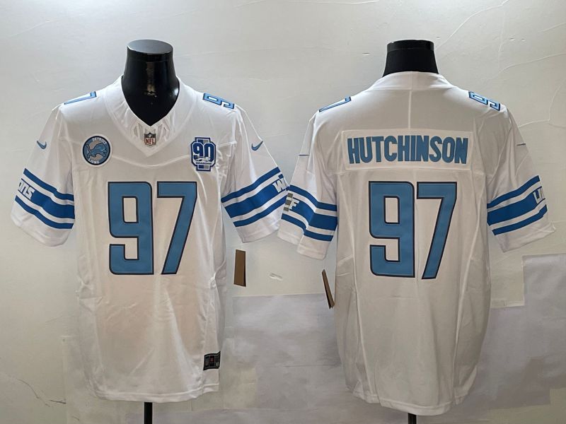 Men Detroit Lions #97 Hutchinson White three generations 2024 Nike Limited NFL Jersey style 01023